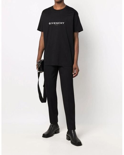 Givenchy Black Reverse Paris Logo Print Oversized T-Shirt for men