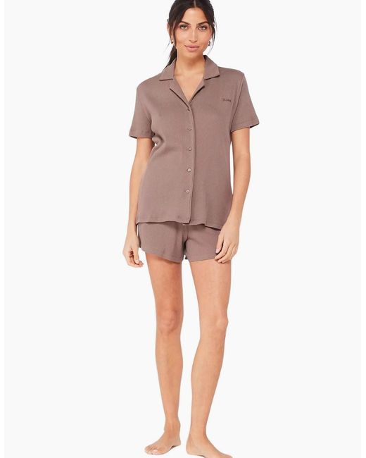 Boss Brown Cotton Alyssa Short Pyjama Set, Dark