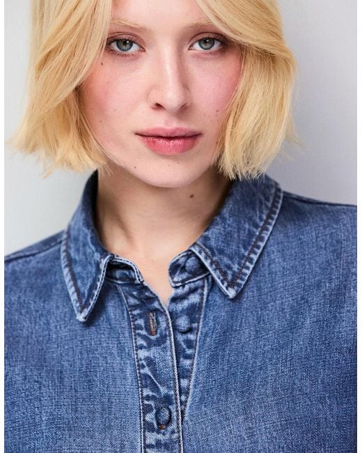 Ro&zo Blue Lyocell Denim Cropped Shirt