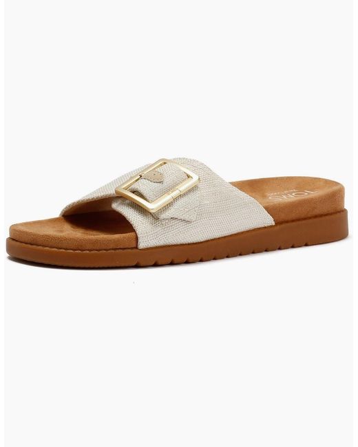 TOMS White Marin Slide Textile Natural Sandals