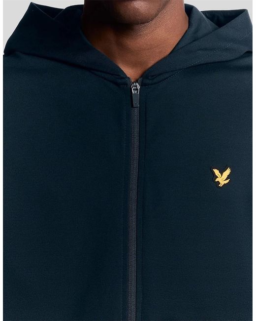 Lyle & Scott Blue Solid Patterned Hooded Ribbed Cuff Full Zipper Jacket for men