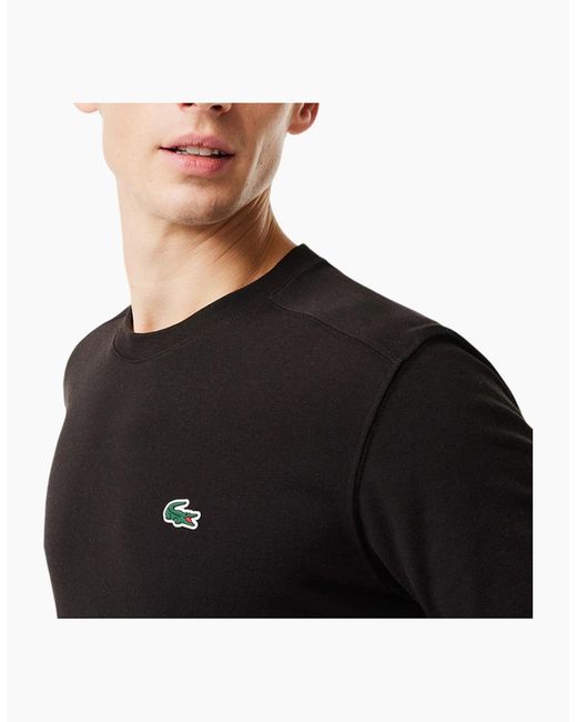 Lacoste Black Th7618 T Shirts Short Sleeve Crew Neck Quick Dry Casual Summer Tee for men
