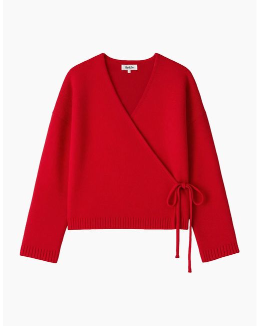 Ro&zo Red Wrap Cardigan With Cashmere