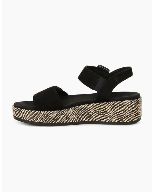 Remonte Black Tapestry Wedge Sandals
