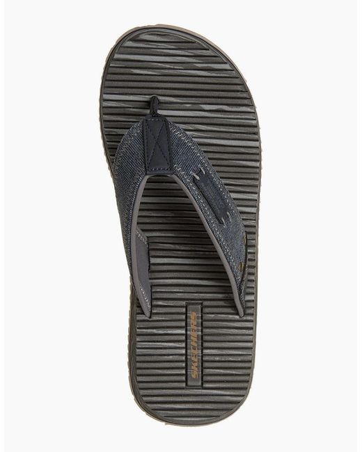 Skechers Blue Quill Textile Flip Flops for men