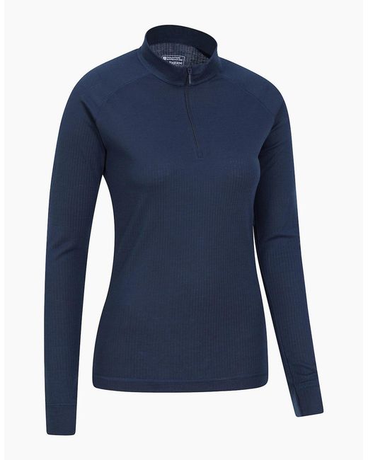 Mountain Warehouse Blue Ladies Talus Zip Neck Long-Sleeved Thermal Top