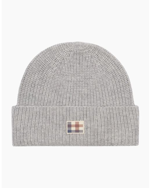 Aquascutum Gray Active Label Light Melange Beanie Hat for men