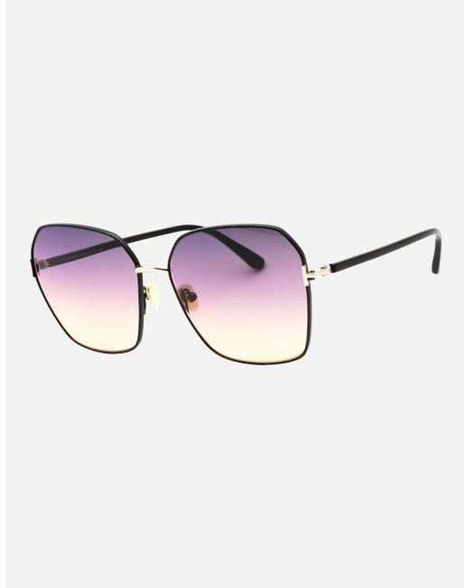 Tom Ford Pink Claudia-02 Gradient Smoke Lens Shiny Sunglasses