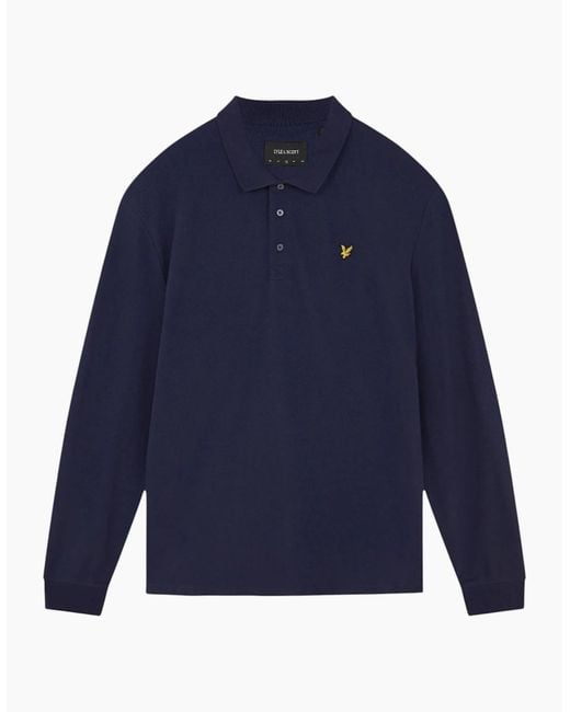 Lyle & Scott Blue Polo Shirt Lp400Vog Long Sleeve Summer Casual Cotton Tee for men