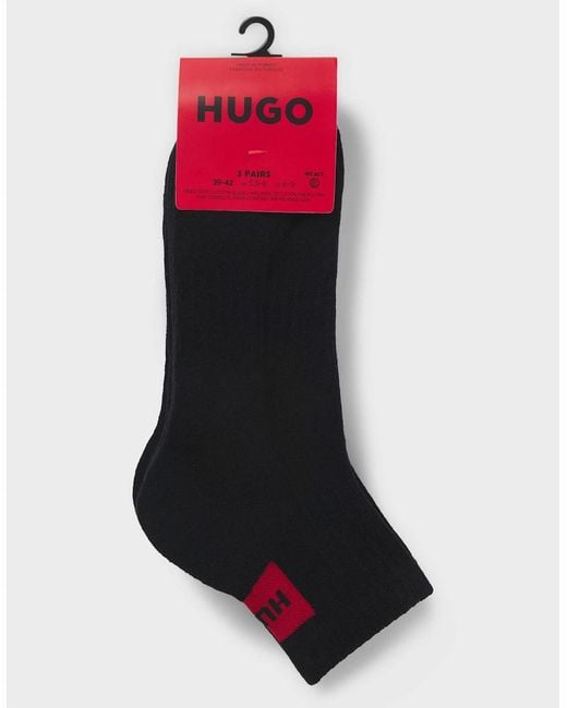Boss Black Hugo Three-Pack Ankle Socks With Logo Labels for men