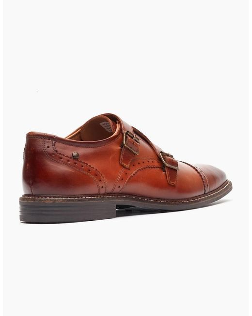 Base London Brown Henley Monk Shoes for men