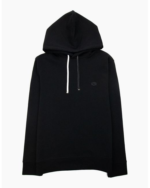 Emporio Armani Black Hooded Sweatshirt With Micro Logo Patch for men