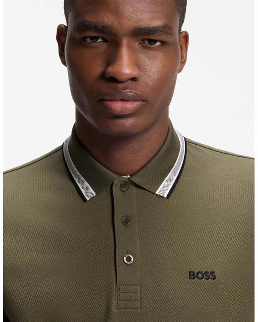 Boss Green Boss Paddy Cotton-Piqué Polo Shirt With Contrast Logo for men