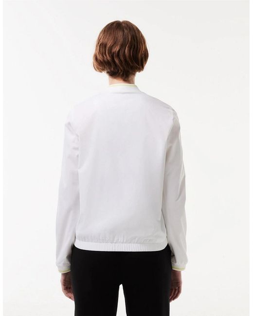 Lacoste Gray Crocodile Logo Bomber Collar Athletic Top