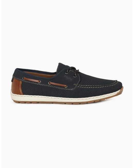 Rieker Black Anchor Boat Shoes for men