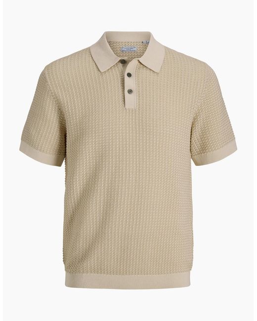 Jack & Jones Natural Knit Polo Short Sleeve Whitecap/Twist for men