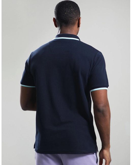 Marshall Artist Blue Siren Tipped Polo Shirt for men