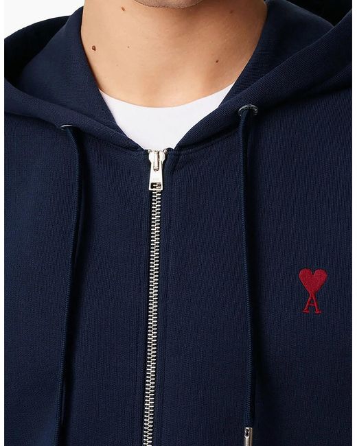 AMI Blue De Coeur Zipped Hoodie for men