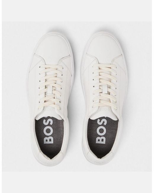Boss White Enlight Round Toe Flat Heel Trainers for men