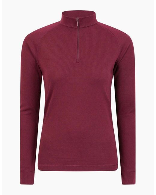 Mountain Warehouse Red Ladies Talus Zip Neck Long-Sleeved Thermal Top