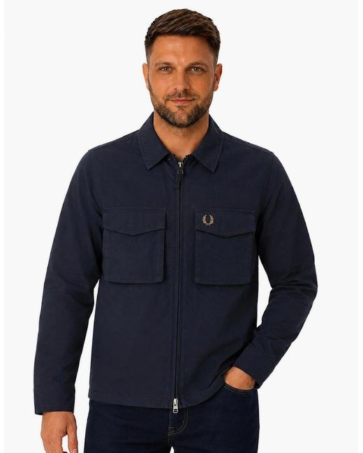 Fred Perry Blue Ripstop Pocket Overshirt for men