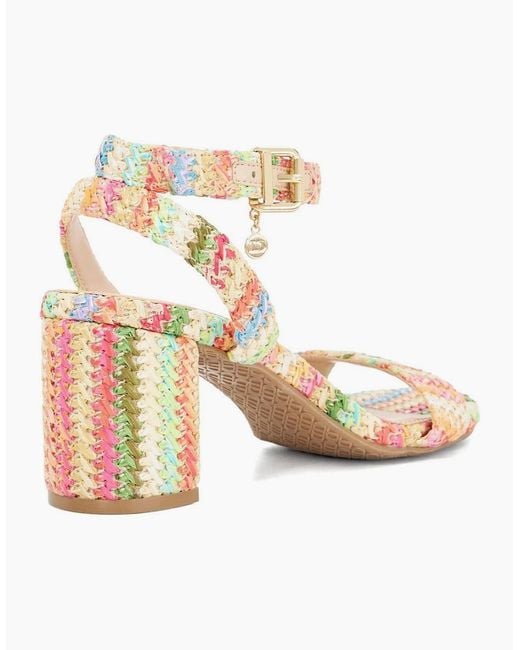 Dune Metallic Lo Memee High Heel Block Sandals