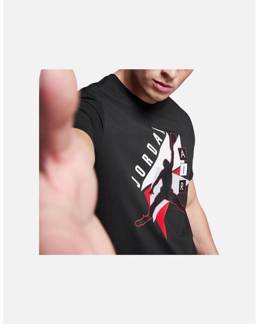 Nike Black Fd7301 Air Jordan Graphic Crew Neck T Shirts Athletic Cotton Retro Tee for men