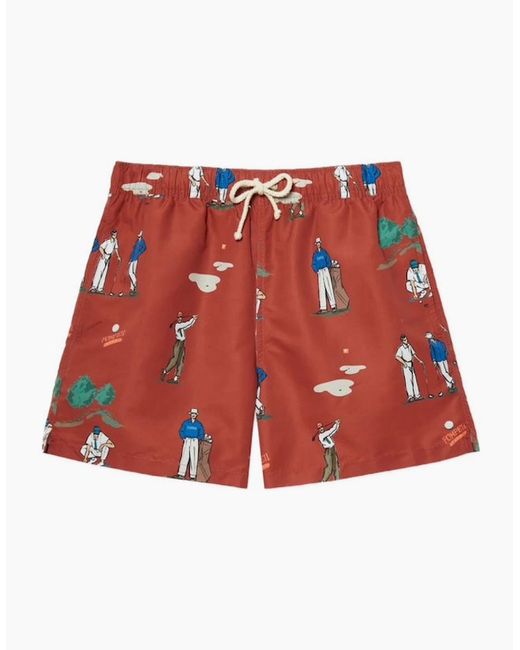 Pompeii3 Red Golf Ruby Swim Trunks for men