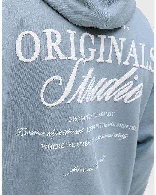 Jack & Jones Blue Jj Overhead Hoodie Light Brushed With A Soft Inside Finish Tradewinds for men