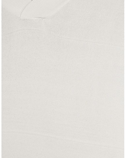 Lyle & Scott White Open Collar Fine Knitted Polo Shirt for men