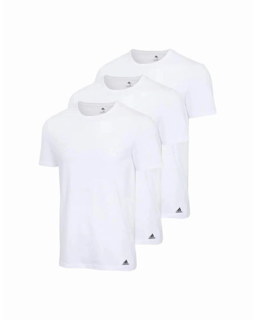 Adidas White Active Flex Cotton 3 Pack Crew Neck T-Shirt for men