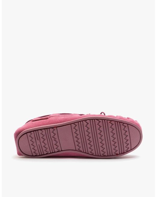 Hush Puppies Pink Allie Suede Moccasin Slippers Rose