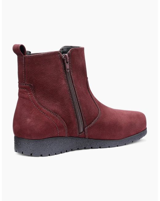Hotter Red Exeter Low Wedge Boots