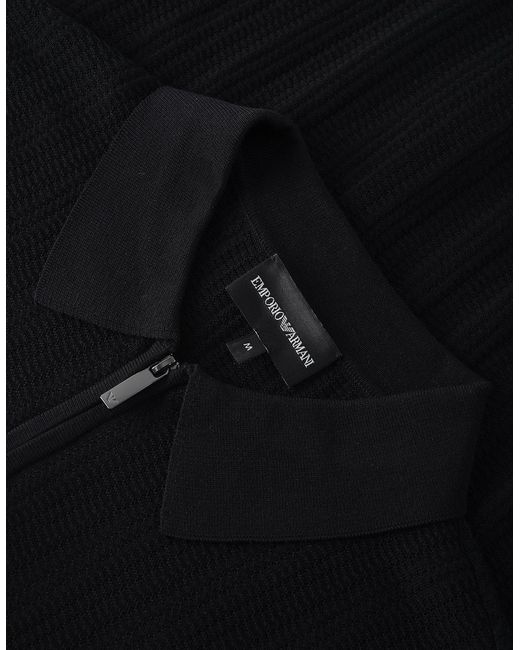 Emporio Armani Black Knitted Polo for men