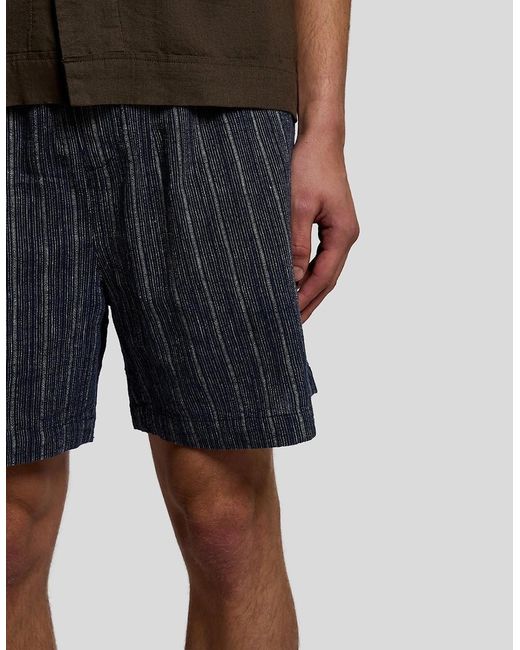 Lyle & Scott Blue Linen Blend Stripe Shorts for men