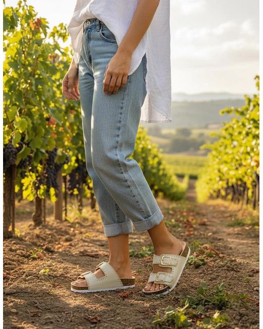Heavenly Feet White Sandy Mules Sandals