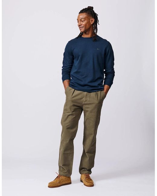 aubi Blue Anderson Interlock Long Sleeve T-Shirt for men
