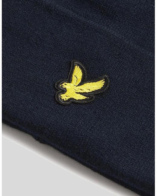 Lyle & Scott Blue Merino Wool Blend Beanie for men