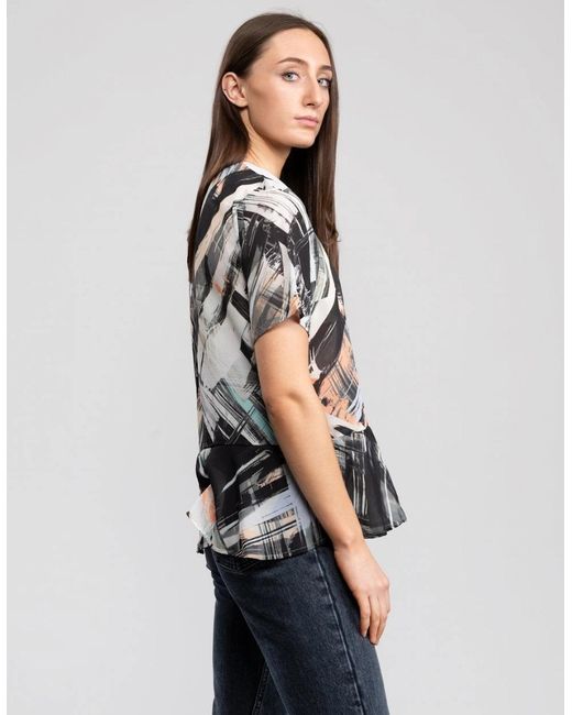 Great Plains Black Great Plains Pastel Paint Peplum Top