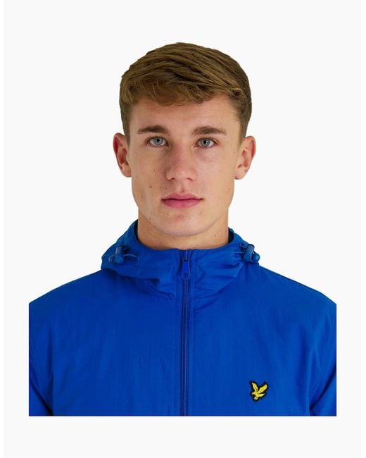 Lyle & Scott Blue Lyle & Scott Branded Bright Hooded Short Lightweight Jacket for men