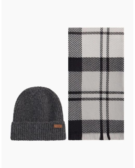 Barbour Gray Pendle Beanie & Blair Scarf Set