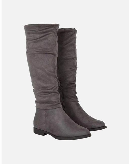 Dorothy Perkins Brown Ladies Karina Ruched Flat Knee-High Boots