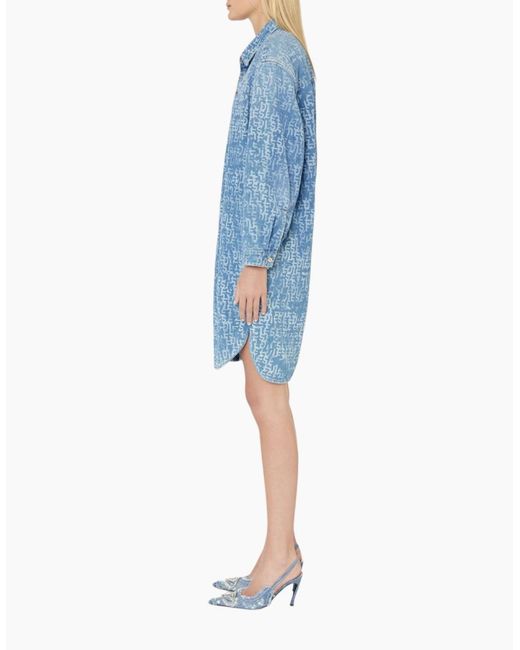 DIESEL Blue De-Blex Shirt Dress Mini Casual Denim Jeans Ladies Cotton Top
