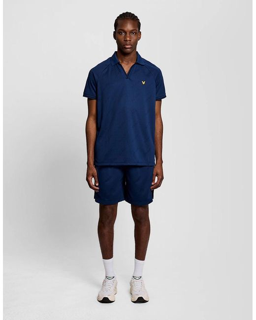 Lyle & Scott Blue Sports Embossed Football Polo Shirt for men