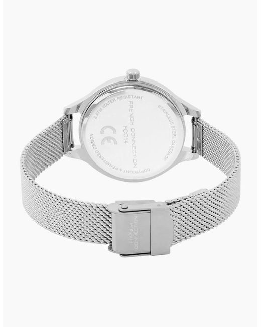 French Connection Metallic Connection Case Round Shape Strap Quartz Watch