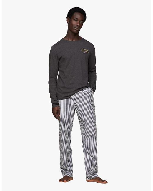 Tommy Hilfiger Gray Ls Tee Logo T-Shirt Dark Ht for men