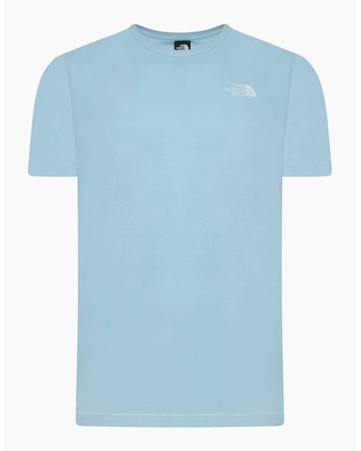 The North Face Blue T Shirts Box Exploration Crew Neck Graphic Print Summer Tee for men