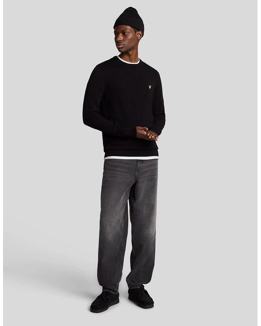 Lyle & Scott Black Cotton Crew Neck Jumper for men