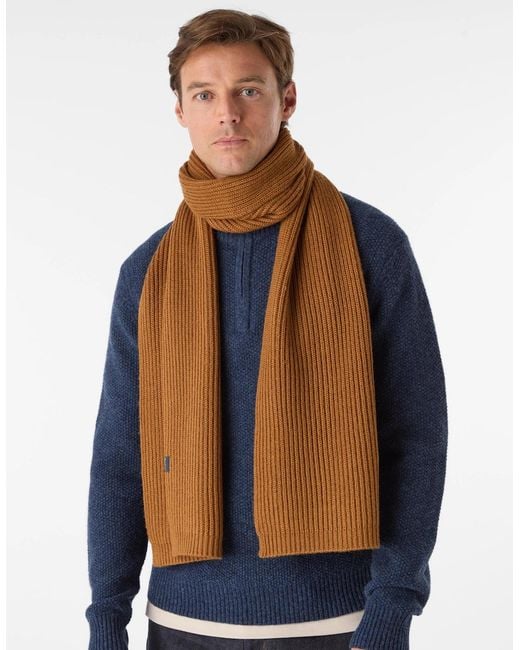 Oliver Sweeney Brown Wool Blend Ribbed Scarf for men