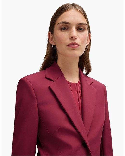 Boss Solid Patterned Lapel Collared Blazer